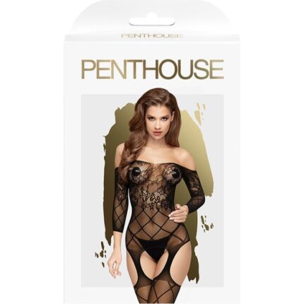 PENTHOUSE TOP-NOTCH - BODY DE ENCAJE MANGA LARGA - NEGRO - 002