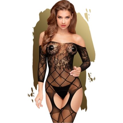 PENTHOUSE TOP-NOTCH - BODY DE ENCAJE MANGA LARGA - NEGRO - 001