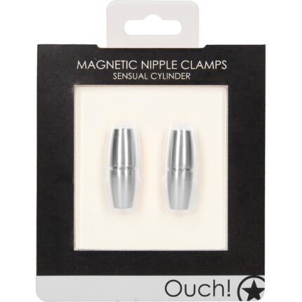PINZAS MAGNÉTICAS PARA PEZONES - CILINDRO SENSUAL - PLATA - 002
