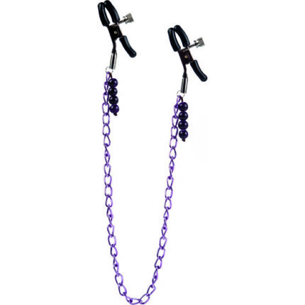 PINZAS PARA PEZONES CON CADENA MORADO - 001