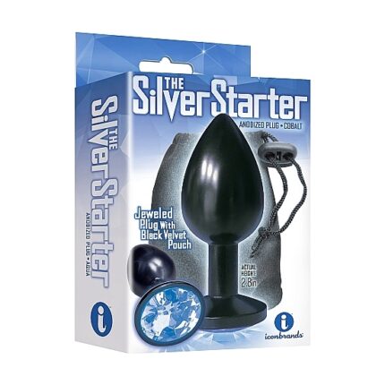 PLUG ACERO INOX ANODIZADO CON PERLA DE COLOR AZUL - 002