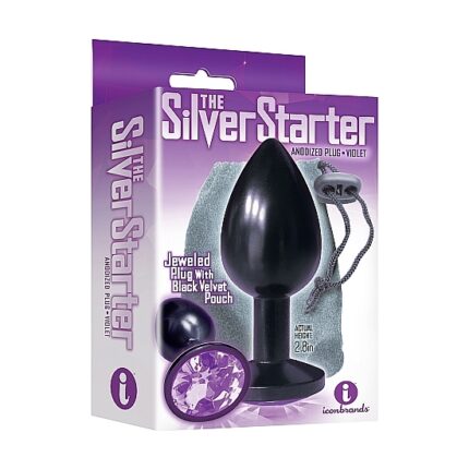 PLUG ACERO INOX ANODIZADO CON PERLA DE COLOR MORADO - 002