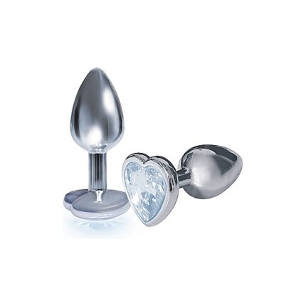 PLUG ACERO INOX CON PERLA CORAZÓN - DIAMANTE - 001