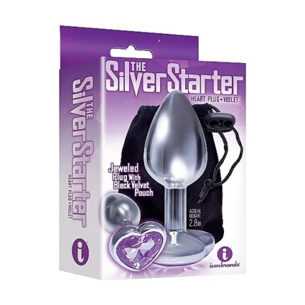 PLUG ACERO INOX CON PERLA CORAZÓN - MORADO - 002