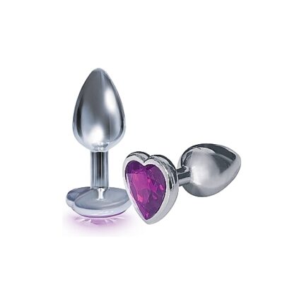 PLUG ACERO INOX CON PERLA CORAZÓN - MORADO - 001