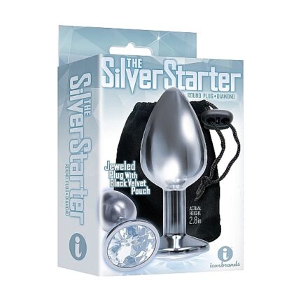 PLUG ACERO INOX CON PERLA REDONDA - DIAMANTE - 002