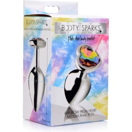 PLUG ANAL CORAZÓN - RAINBOW - MEDIANO - PLATA - 002