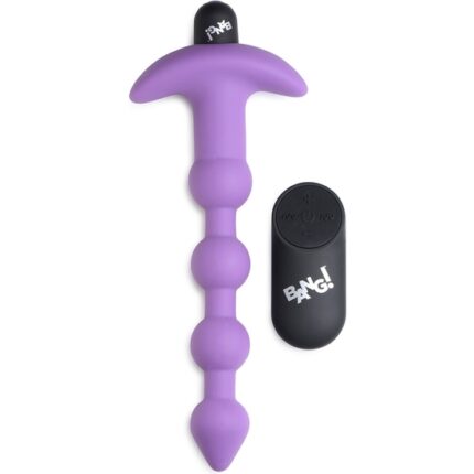 PLUG ANAL DE SILICONA CON BOLAS Y VIBRACIÓN - MORADO - 001