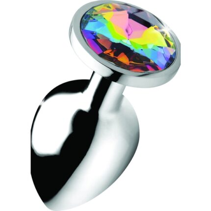 PLUG ANAL GEMA - RAINBOW - LARGO - PLATA - 001