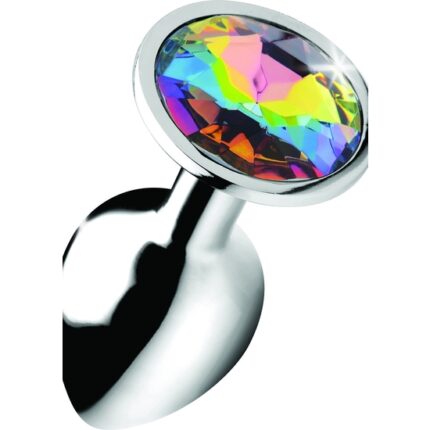 PLUG ANAL GEMA - RAINBOW - PEQUEÑO - PLATA - 001