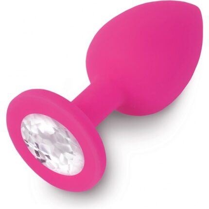 PLUG ANAL JEWELLERY DE SILICONA FUCSIA / DIAMANTE - 001