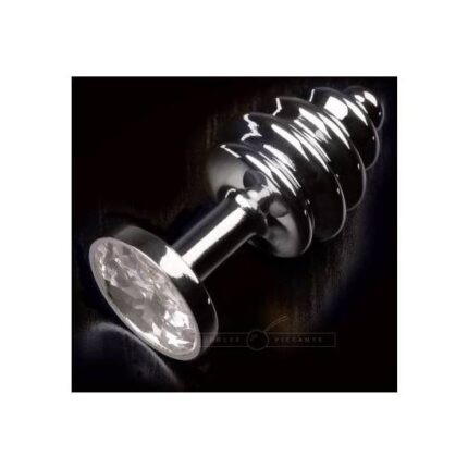 PLUG ANAL JEWELLERY RIBBED PLATA / DIAMANTE - 001