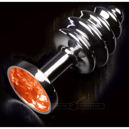 PLUG ANAL JEWELLERY RIBBED PLATA / NARANJA - 001