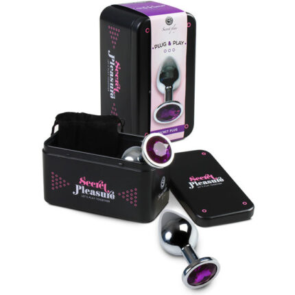 PLUG ANAL METAL MEDIANO MORADO CON BOLSA - 001