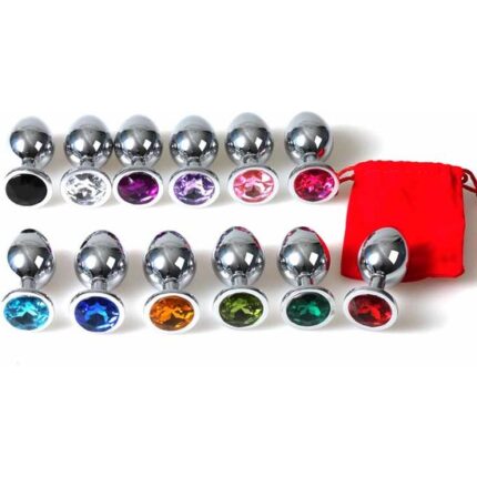 PLUG ANAL METAL PEQUEÑO ROJO CON BOLSA - 002