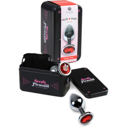 PLUG ANAL METAL PEQUEÑO ROJO CON BOLSA - 001