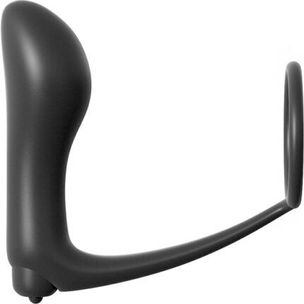 PLUG ANAL VIBRADOR CON ANILLO PARA EL PENE NEGRO - 002