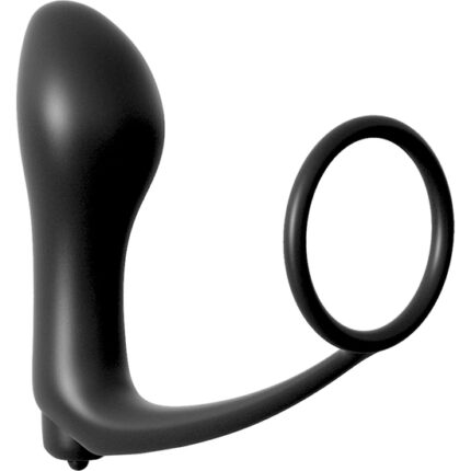 PLUG ANAL VIBRADOR CON ANILLO PARA EL PENE NEGRO - 001