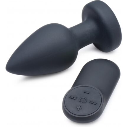 PLUG ANAL VIBRADOR DE SILICONA -MEDIO -NEGRO - 001