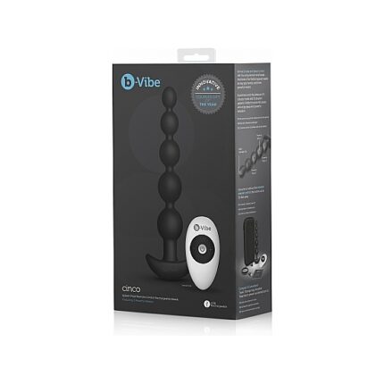 PLUG CON 5 BOLAS ANALES DE SILICONA CON VIBRACIÓN - NEGRO - 002