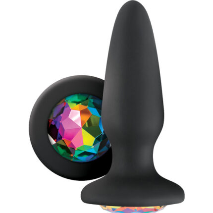 PLUG DE SILICONA CON GEMA - NEGRO - 001