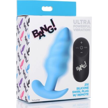 PLUG DE SILICONA SWIRL CON 21X VIBRACIONES - AZUL - 002