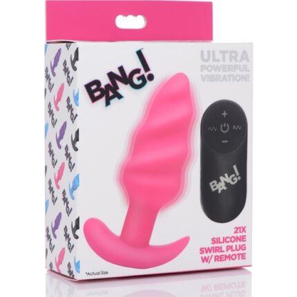 PLUG DE SILICONA SWIRL CON 21X VIBRACIONES - ROSA - 002
