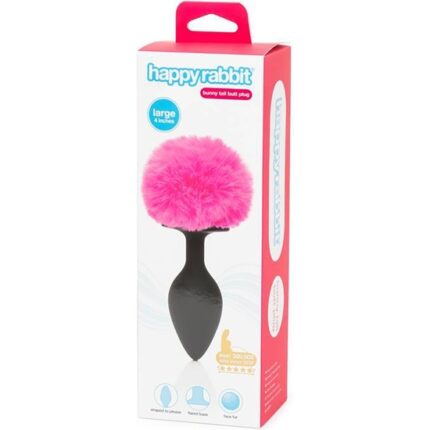 PLUG GRANDE SIN VIBRACIÓN Y CON COLA - NEGRO Y ROSA - 002