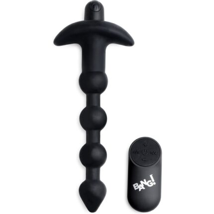 PLUG VIBRADO REMOTO CON BOLAS DE SILICONA - NEGRO - 001
