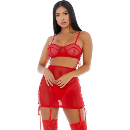 PUT O-RING ON IT LINGERIE SKIRT ROJO - 001