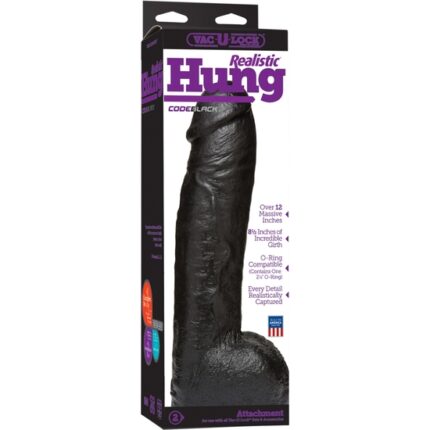 REALISTIC HUNG PENE 30 CM NEGRO - 002