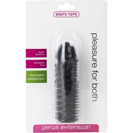 REALISTICO Y PUNTIAGUDO EXTENSION PARA EL PENE COLOR NEGRO - 002