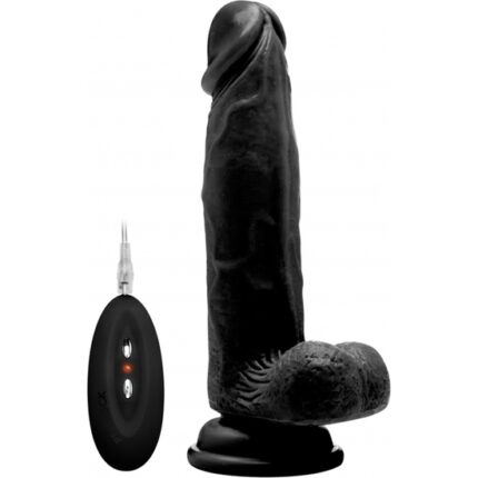 REALROCK PENE VIBRADOR CON ESCROTO 20 CM - NEGRO - 001