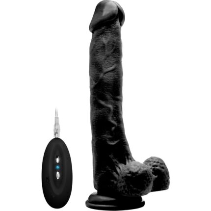 REALROCK PENE VIBRADOR CON ESCROTO 27 CM - NEGRO - 001