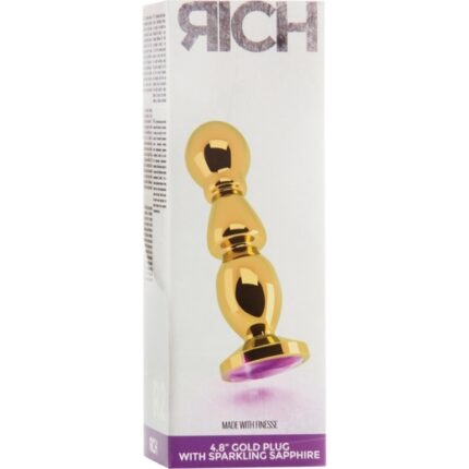RICH TAPÓN ANAL ORO 12 CM CON ZAFIRO MORADO - 002