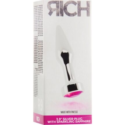 RICH TAPÓN ANAL PLATA 10 CM CON ZAFIRO ROSA - 002