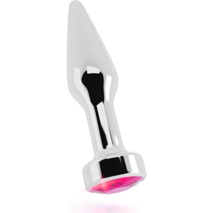 RICH TAPÓN ANAL PLATA 10 CM CON ZAFIRO ROSA - 001