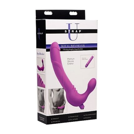 ROYAL REVOLVER ARNÉS CON DILDO VIBRADOR DE SILICONA - MORADO - 002