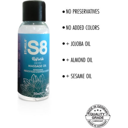S8 ACEITE DE MASAJE REFRESH: CIRUELA FRANCESA Y ALGODÓN EGIPCIO - 50ML - 002
