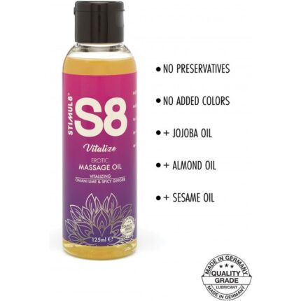 S8 ACEITE DE MASAJE VITALICE: LIMA OMANI Y JENGIBRE PICANTE - 125ML - 002