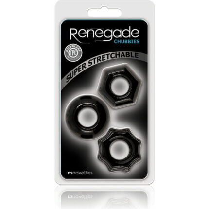 SET ANILLO PENE SILICONA - RENEGADE CHUBBIES - NEGRO - 002