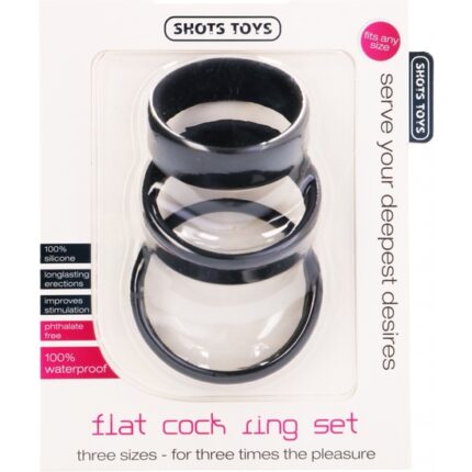 SET DE 3 ANILLOS PLANOS SILICONA - NEGRO - 002