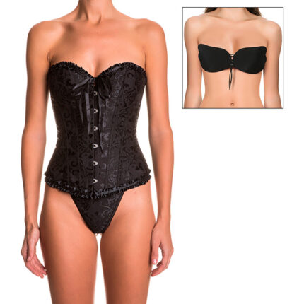 SET INTIMAX CORSET ATENEA CON SUJETADOR INVISIBLE AUTOADHESIVO - NEGRO - 001