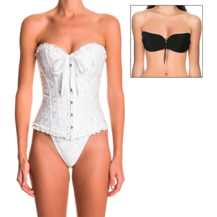 SET INTIMAX CORSET ATENEA EN COLOR BLANCO CON SUJETADOR EN COLOR NEGRO - 001