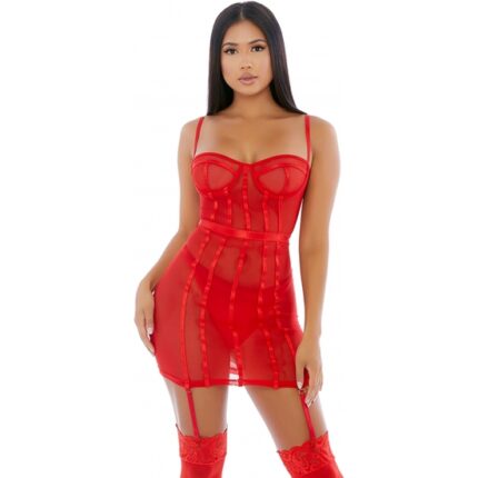 SHEER DESIRES MESH CONJUNTO ROJO - 001