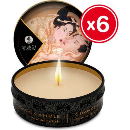 SHUNGA VELA DE MASAJE VAINILLA 6 X 30 ML - 001