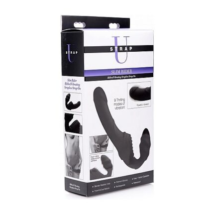 SLIM RIDER PENE SIN SUJECIÓN DE SILICONA CON VIBRACIÓN - NEGRO - 002