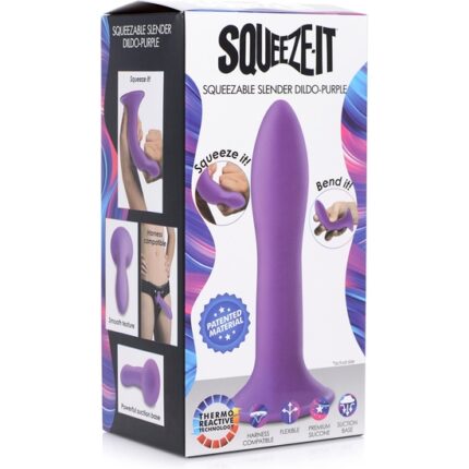 SQUEEZABLE SLENDER DILDO SILICONA - MORADO - 002