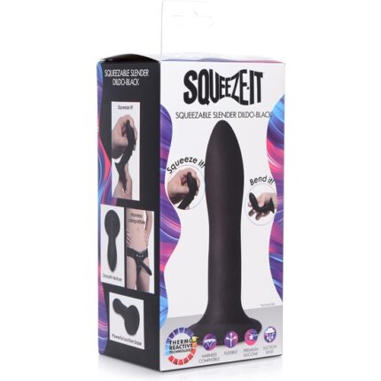 SQUEEZABLE SLENDER DILDO SILICONA - NEGRO - 002