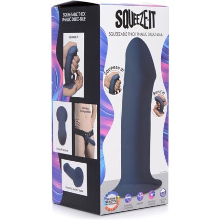 SQUEEZABLE THICK DILDO DE SILICONA - AZUL - 002